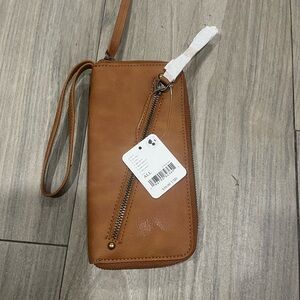 Free People Vegan Leather Clutch in Tan
